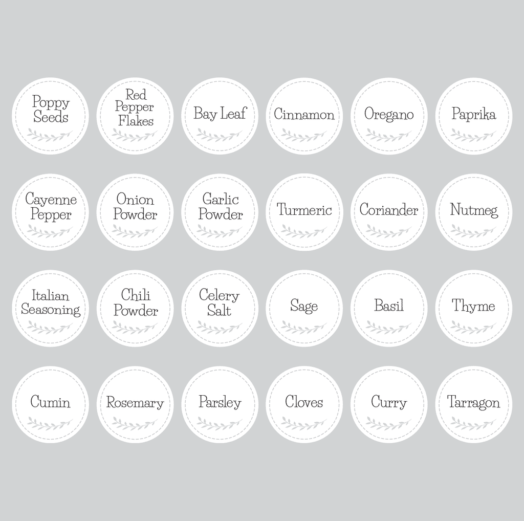 Royal Green - 2 Sets of Pre-Printed Spices Stickers for Jar Container and Lids Plus Blank Labels for DIY - 92 Pack